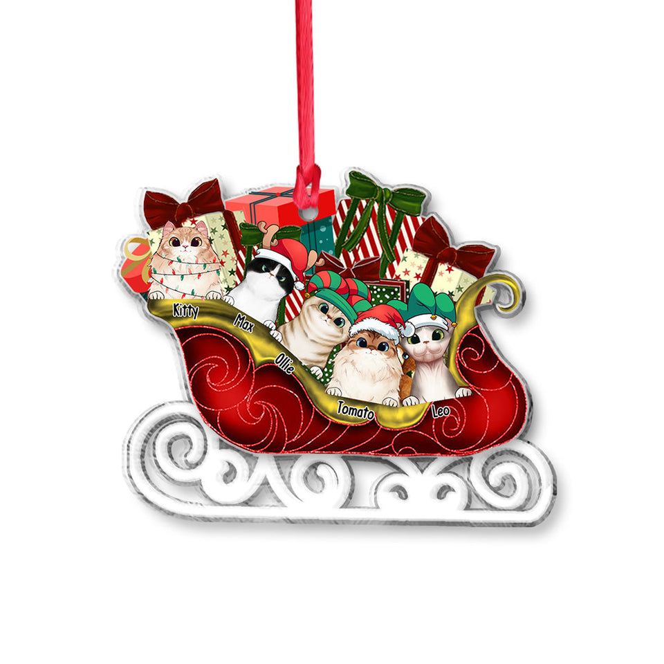Merry Christmas - Personalized Cat Transparent Ornament