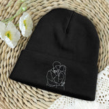 Custom Photo - Personalized Couple Embroidered Beanie