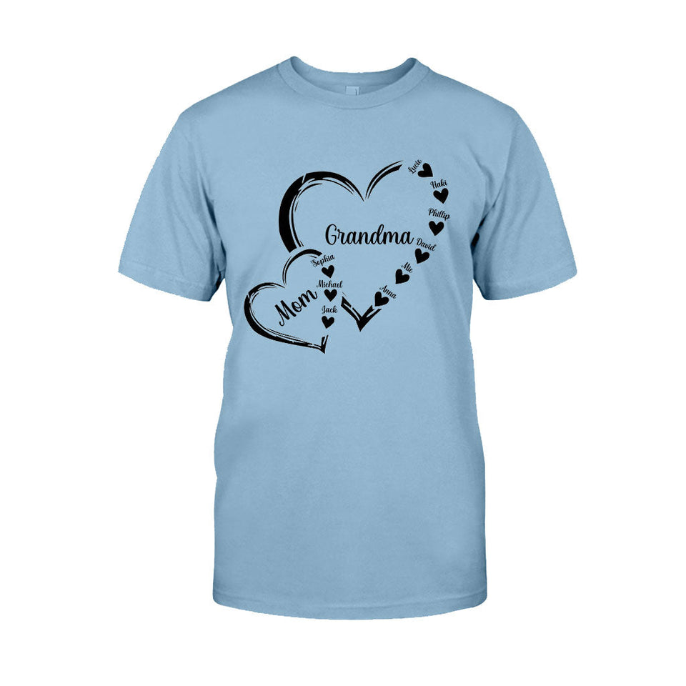 Grandma/Mom/Nana Heart - Personalized Grandma T-shirt And Hoodie