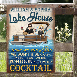 Lake House - Personalized Pontoon Rectangle Metal Sign