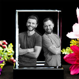 Custom Photo - Personalized Uncle Laser Engraving 3D Cuboid Shaped Crystal Lamp