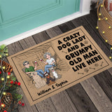 A Crazy Dog Lady And A Grumpy Old Man - Personalized Dog Doormat