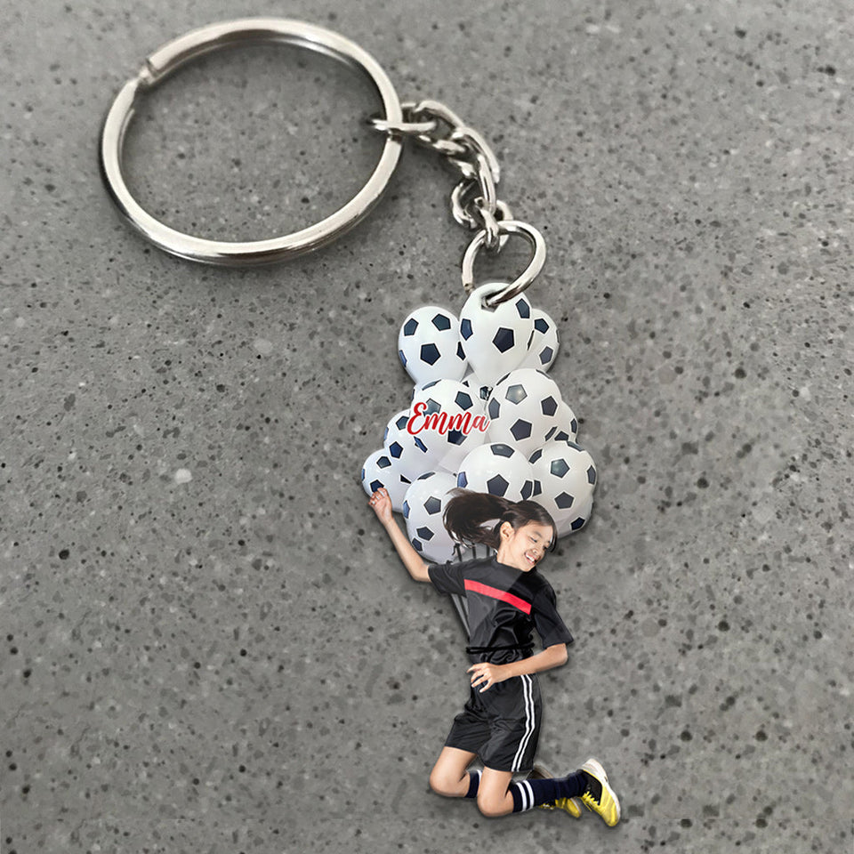 Happy Football Player - Personalized Football Keychain