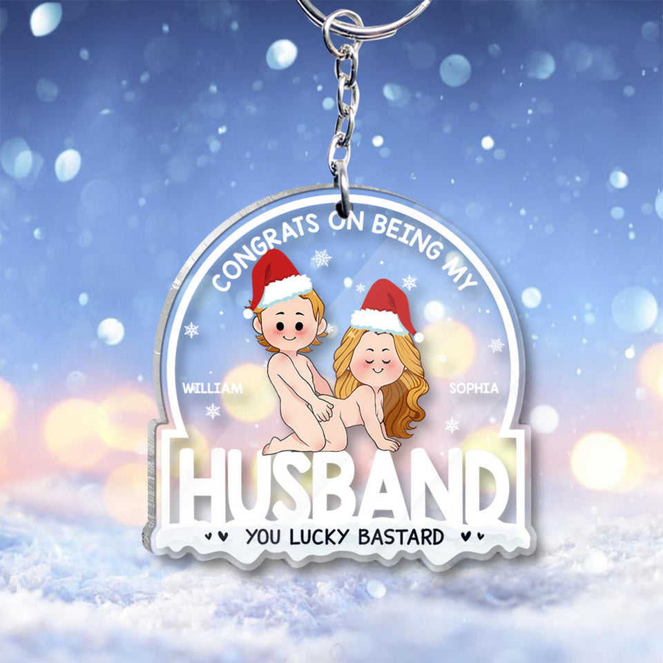 Congrats On Being My Husband - Personalized Couple Keychain