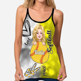 Cool Softball Mom - Personalized Softball Cross Tank Top