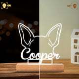 Dog's Ears Memorial Cute Personalized Gift - Gift for dog lovers, who lost dog - Personalized Shaped Plaque Light Base