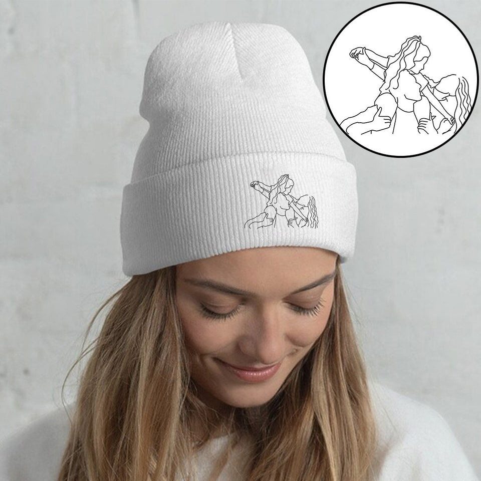 Custom Photo - Personalized Family Embroidered Beanie