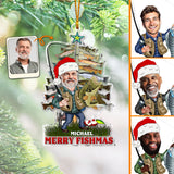 Merry Fishmas - Fishing gift for dad, grandpa, him, husband - Personalized Transparent Ornament