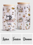 Love Sewing - Personalized Sewing Can Glass