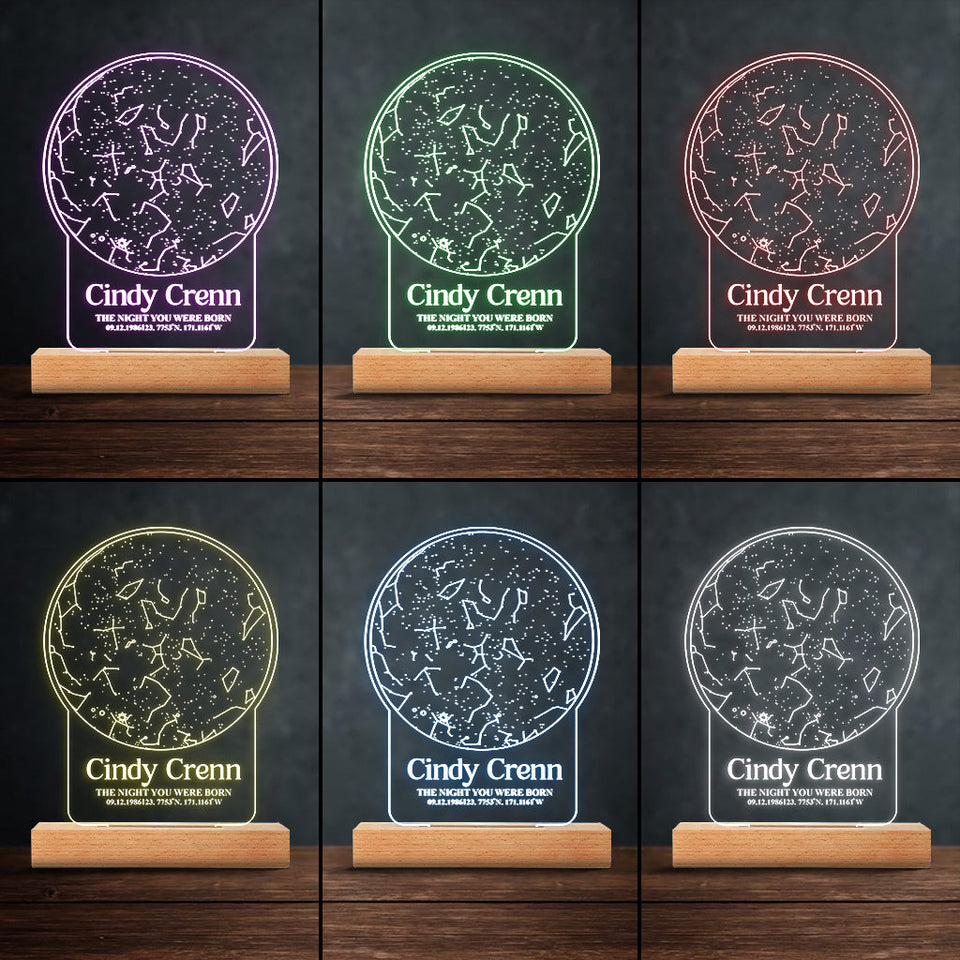 The Day You Were Born Star Map - Personalized Daughter Shaped Plaque Light Base