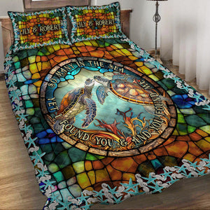So Many In The Sea - Personalized Turtle Quilt Set