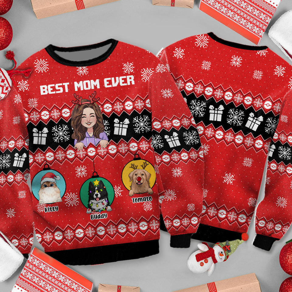 Best Mom Ever - Personalized Dog Ugly Sweater