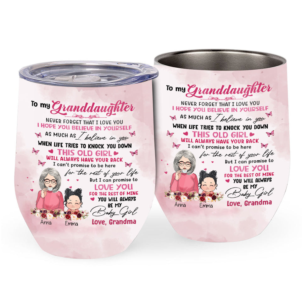 To My Granddaughter - Personalized Grandma Wine Tumbler