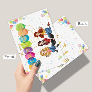 Birthday Balloon With Personlized Portrait - Personalized Greeting Card