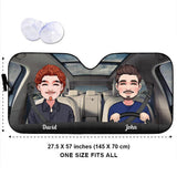 Adventure Awaits - Husband And Wife gift for wife, husband, girlfriend, boyfriend, mom, dad - Personalized Car Sunshade