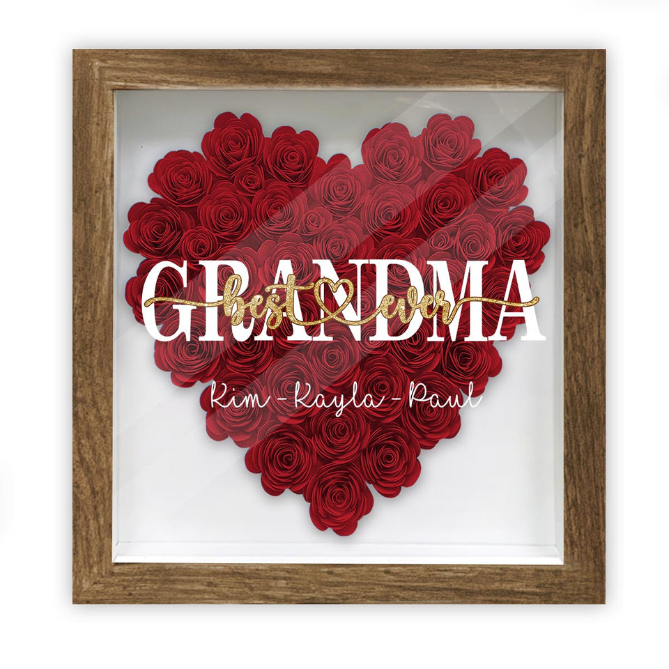 Best Mommy Ever - Gift for mom, grandma, grandpa, dad, aunt, sister - Personalized Flower Shadow Box