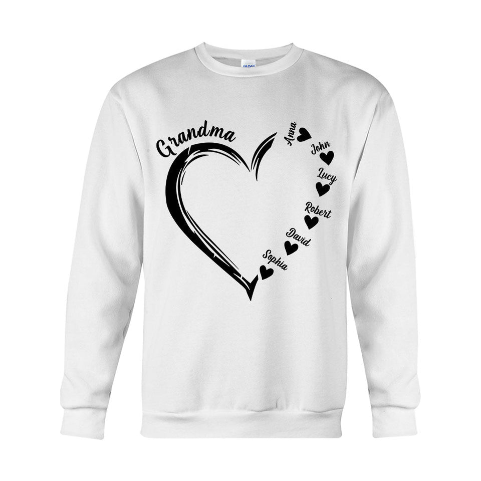 Grandma Heart - Personalized Grandma T-shirt And Hoodie