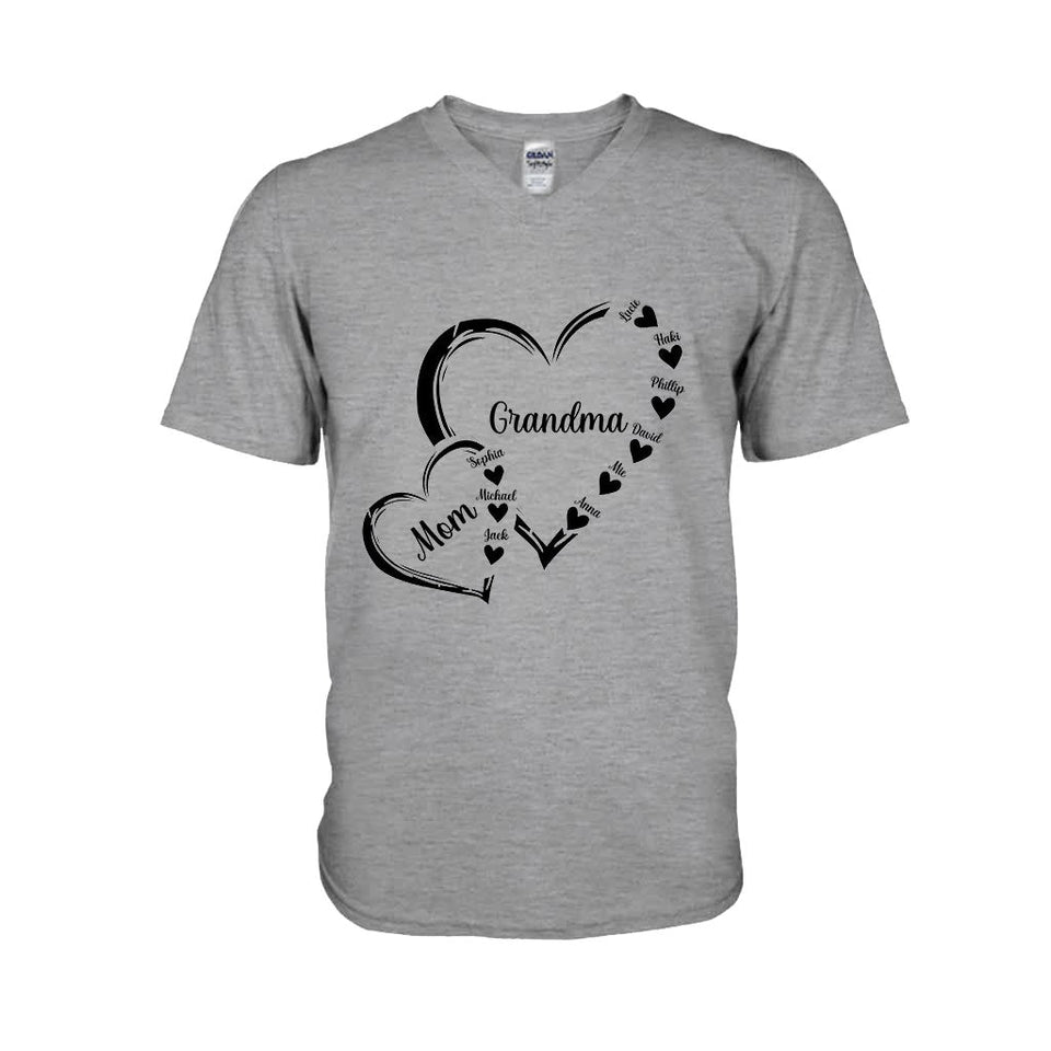Grandma/Mom/Nana Heart - Personalized Grandma T-shirt And Hoodie