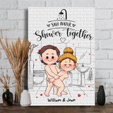 Save Water Shower Together - Personalized Couple Canvas And Poster