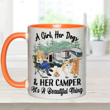 A Girl Her Dog And Her Camper - Camping gift for dog lover - Personalized Accent Mug