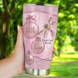 Gobelet isotherme Faith Hope Love - Sensibilisation au cancer du sein avec motif métallique imprimé 0622