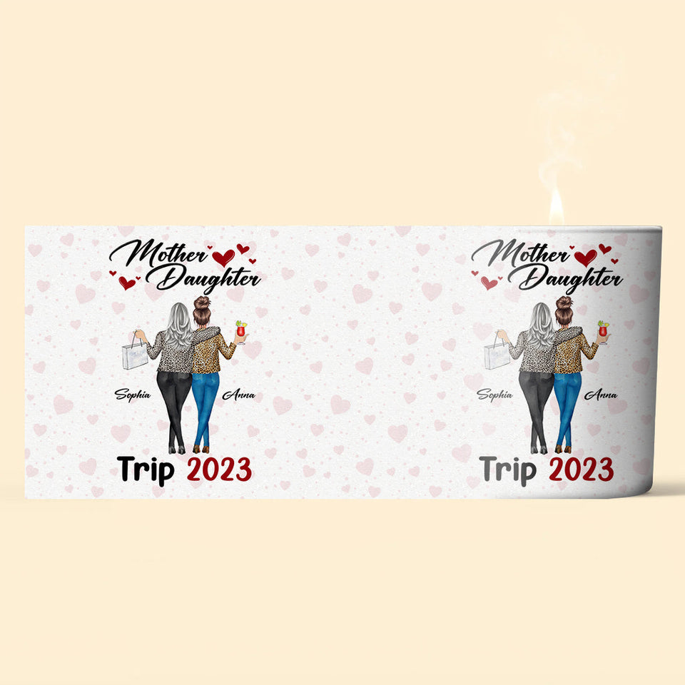 Mother Daughter Trip - Personalized Mother Candle With Wooden Lid