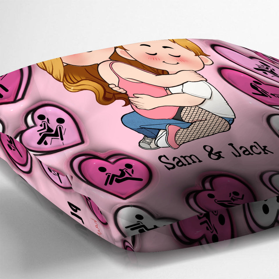 My Favorite Place Is Inside Your Hug Heart Candy - Personalized Couple Throw Pillow