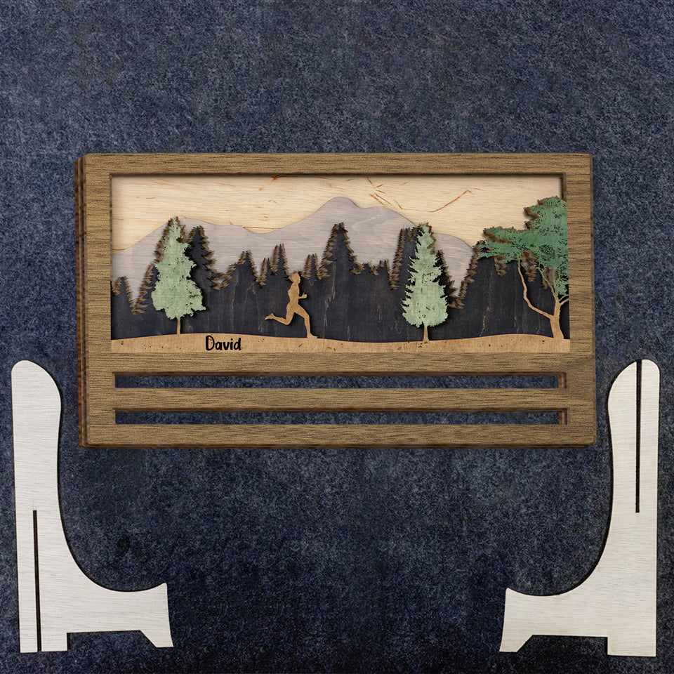 Medal Display - Personalized Running 2 Layered Wood Sign / Wood Plaque