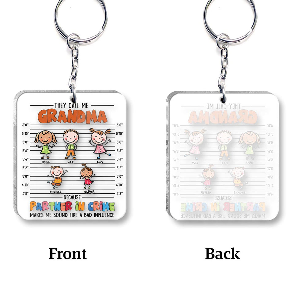 Partner In Crime - Gift for grandpa, grandma, mom, dad, uncle, aunt, brother, sister - Personalized Keychain