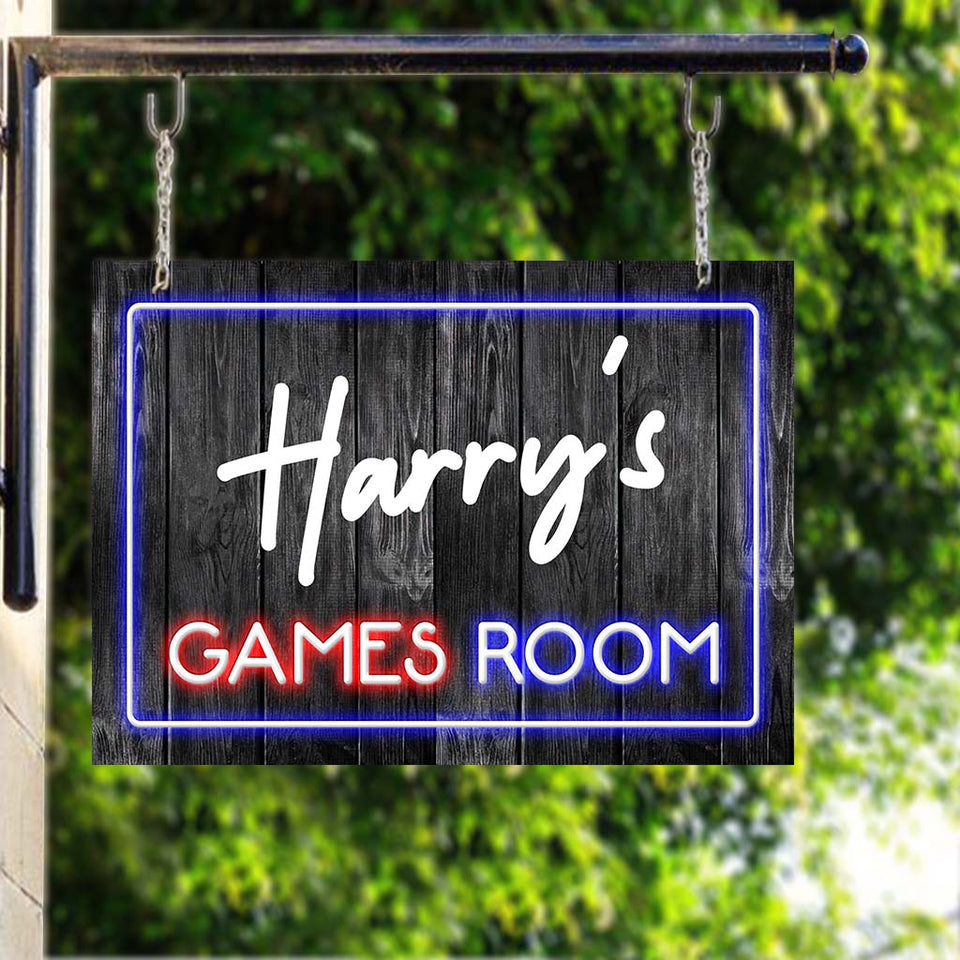 Game Room - Personalized Video Game Rectangle Metal Sign