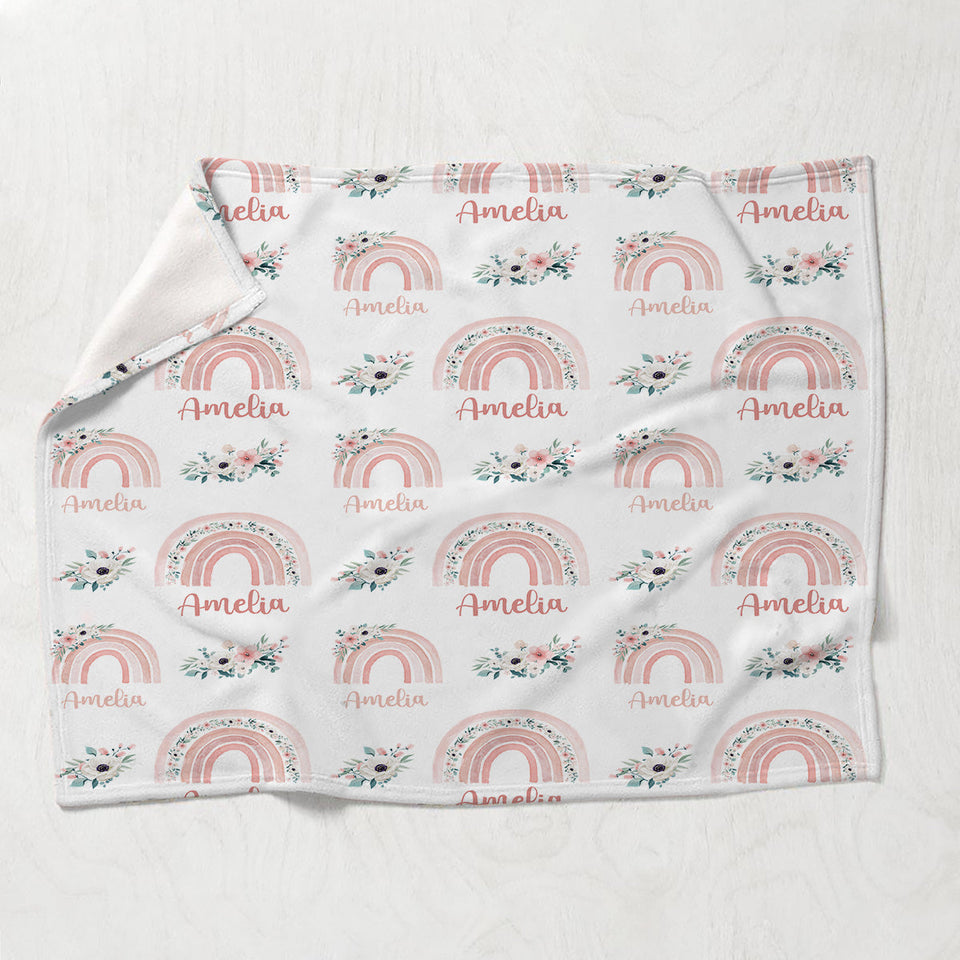 Retro Rainbow Custom Name - Personalized granddaughter Blanket