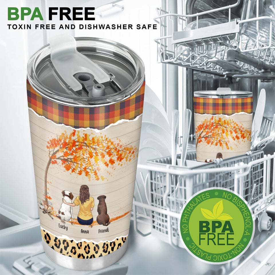 Just A Girl Who Loves Fall And Dogs - Personalized Dog Tumbler