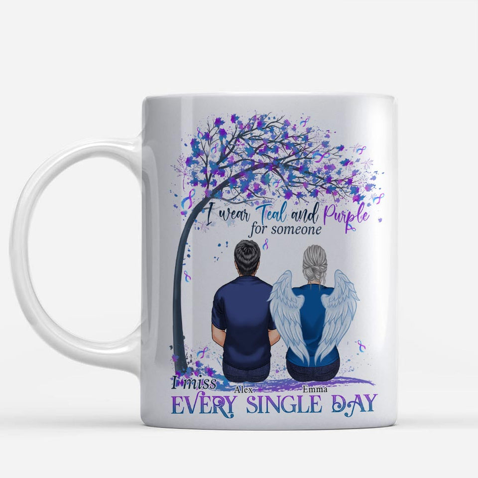 Je porte du turquoise et du violet - Mug personnalisé de prévention du suicide