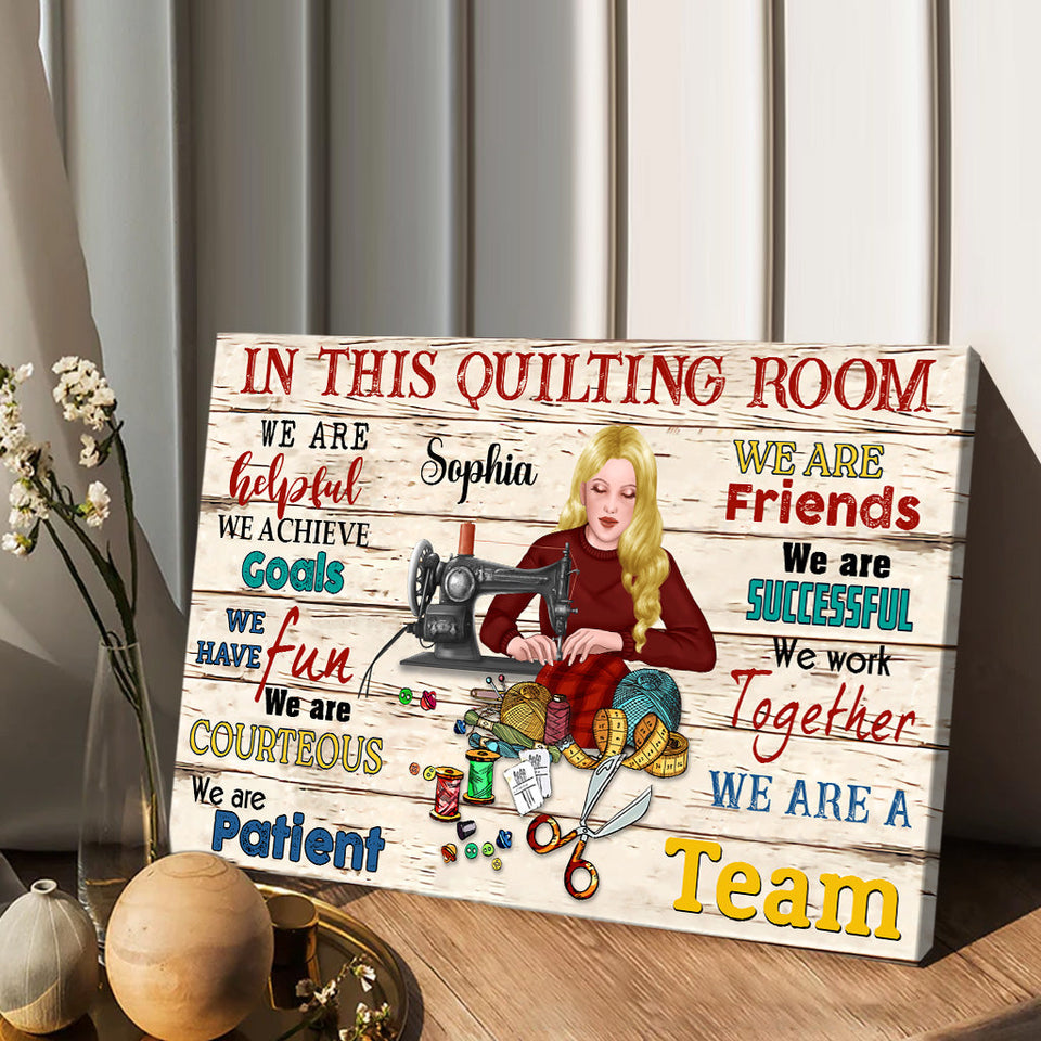 In This Quilting Room - Personalized Quilting Canvas And Poster