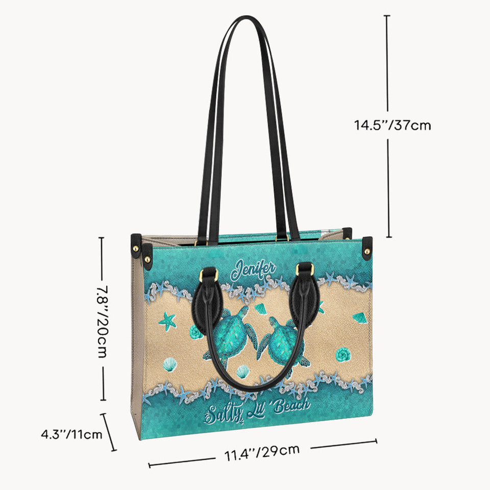 Salty Lil' Beach - Personalized Turtle Leather Handbag