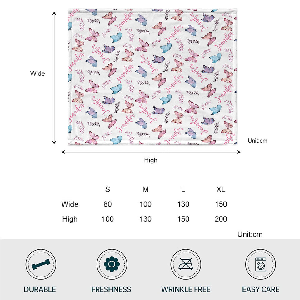 Butterfly Custom Name - Personalized Daughter Blanket