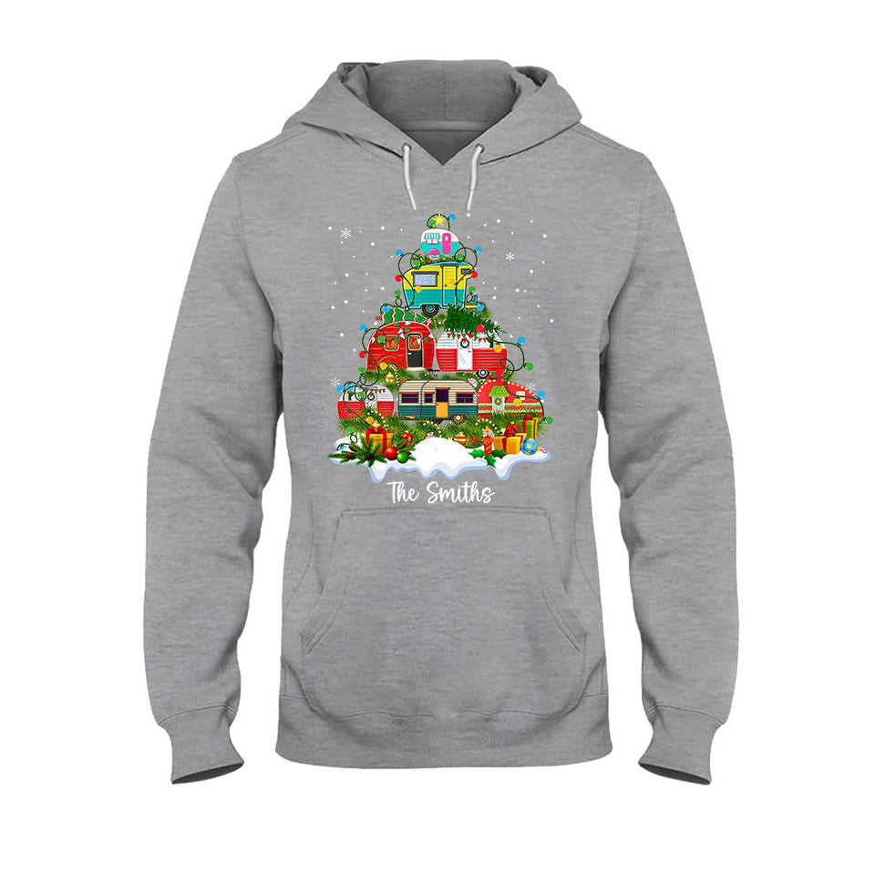 Happy Camper Merry Christmas - Personalized Camping T-shirt And Hoodie