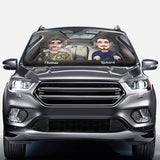 Adventure Awaits - Husband And Wife gift for wife, husband, girlfriend, boyfriend, mom, dad - Personalized Car Sunshade