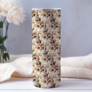 Cute Cat Dog Pet Photo Pattern - Gift for cat lovers, dog lover - Personalized Skinny Tumbler