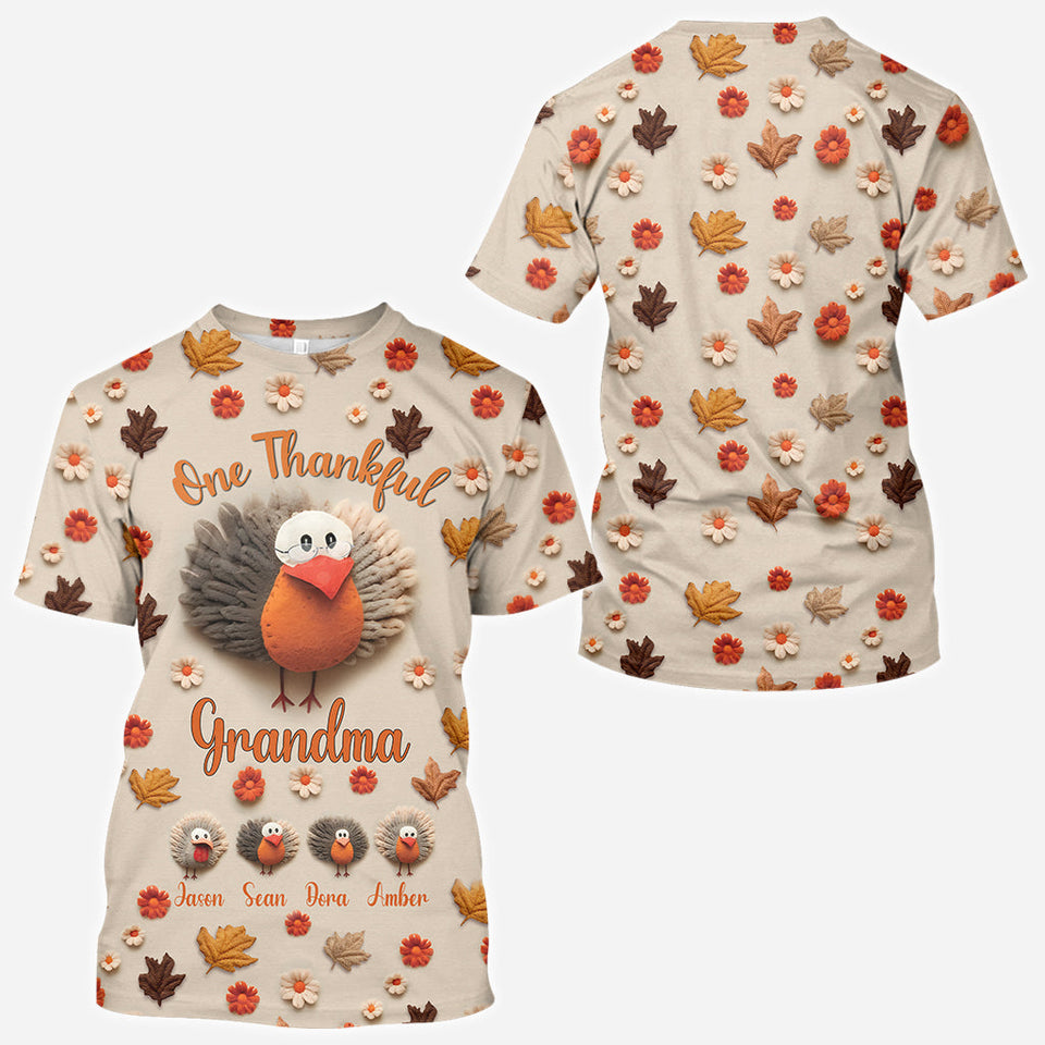 One Thankful Grandma - Personalized Grandma All Over Shirt