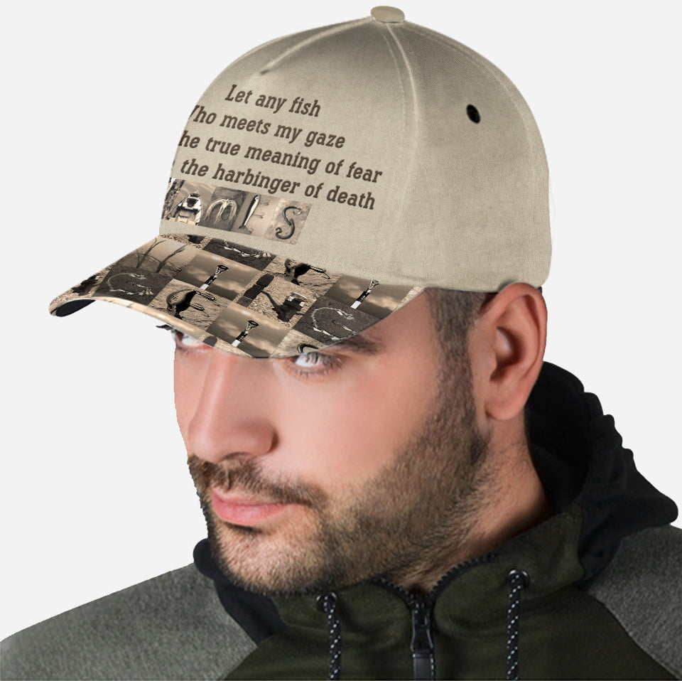 Let Any Fish Who Meets My Gaze Vintage Fishing Alphabet - Personalized Fishing Classic Cap