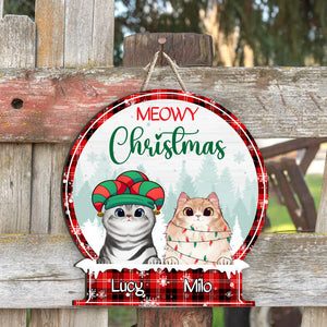 Merry Christmas - Personalized Cat Wood Sign
