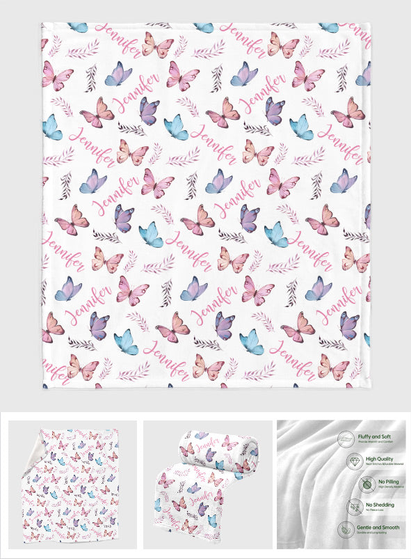 Butterfly Custom Name - Personalized Mother Blanket
