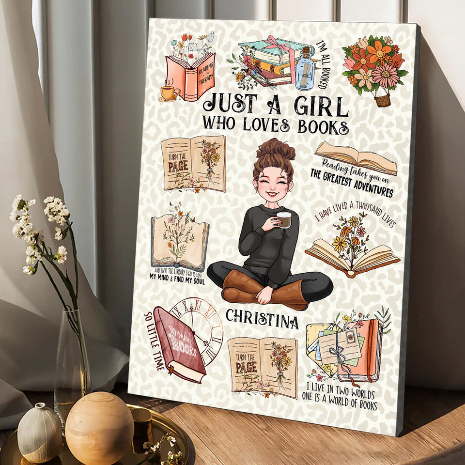 Just A Girl Who Loves Books - Personalized Book Canvas And Poster