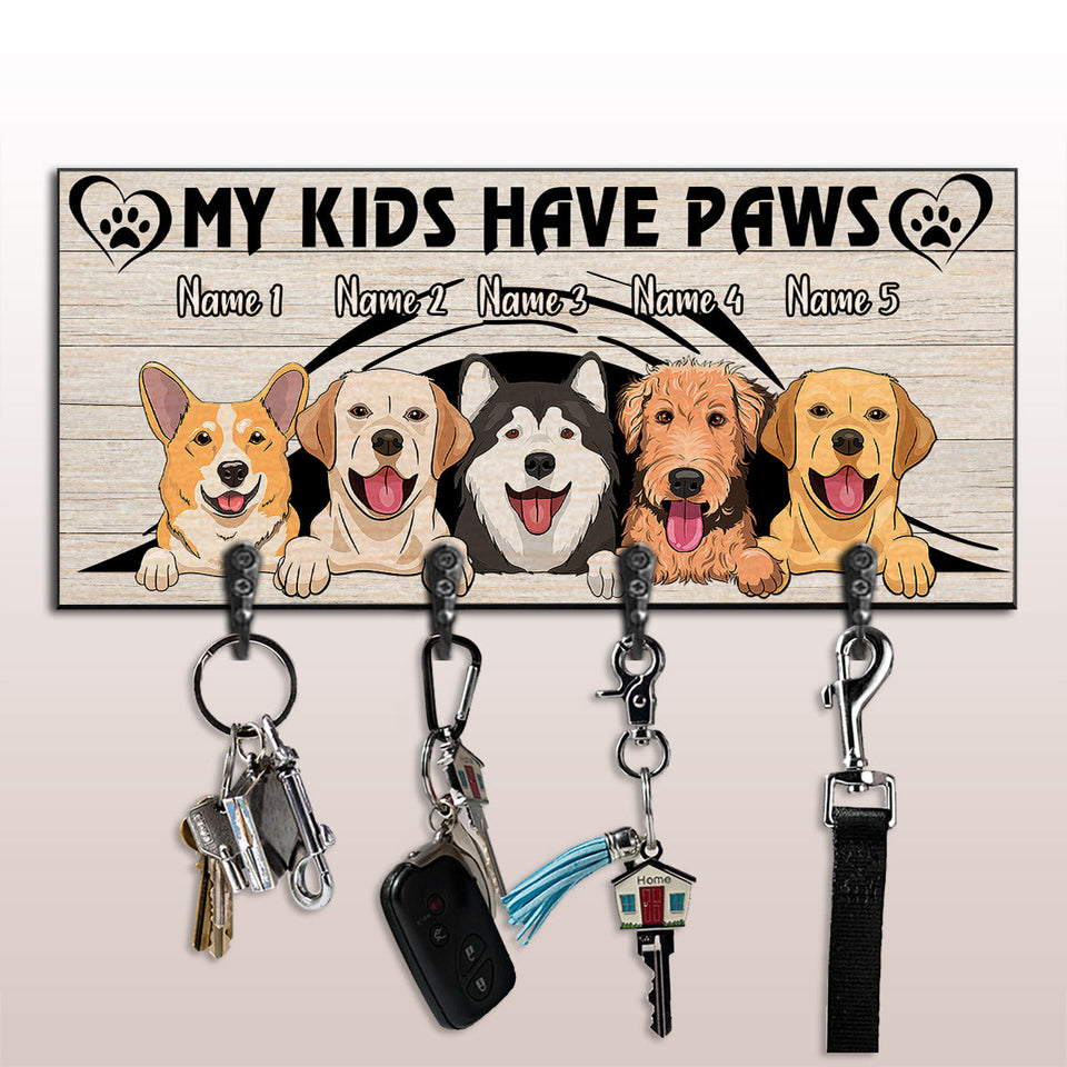 My Kids Have Paws - Personalized Dog Key Rack