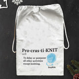 Pro-cras-ti-KNIT - Personalized Knitting Drawstring Tote Bag