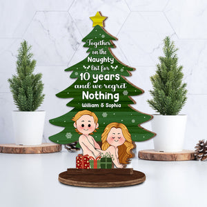 Together On The Naughty List For Years - gift for wife, boyfriend, husband, girlfriend - Personalized Freestanding Wood Plaque