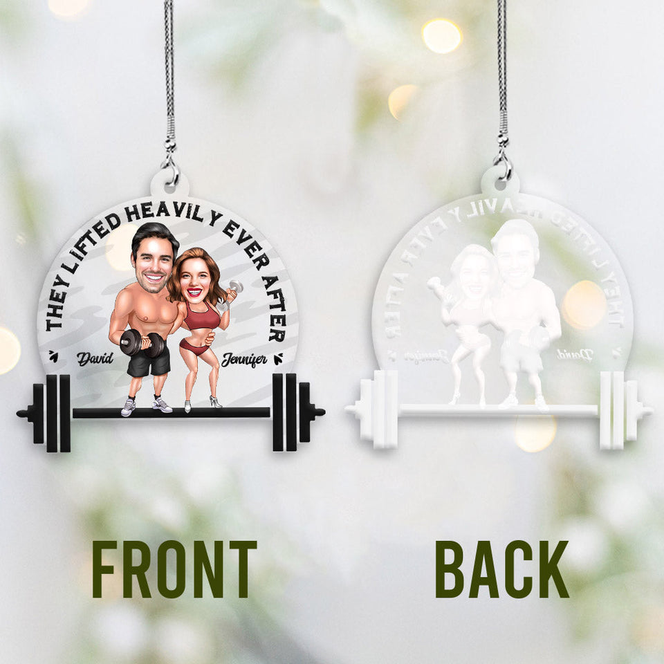 They Lifted Heavily Ever After - Personalized Fitness Transparent Ornament