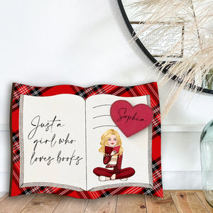 Just A Girl Who Loves Books - Personalized Book Custom Shaped Wood Sign