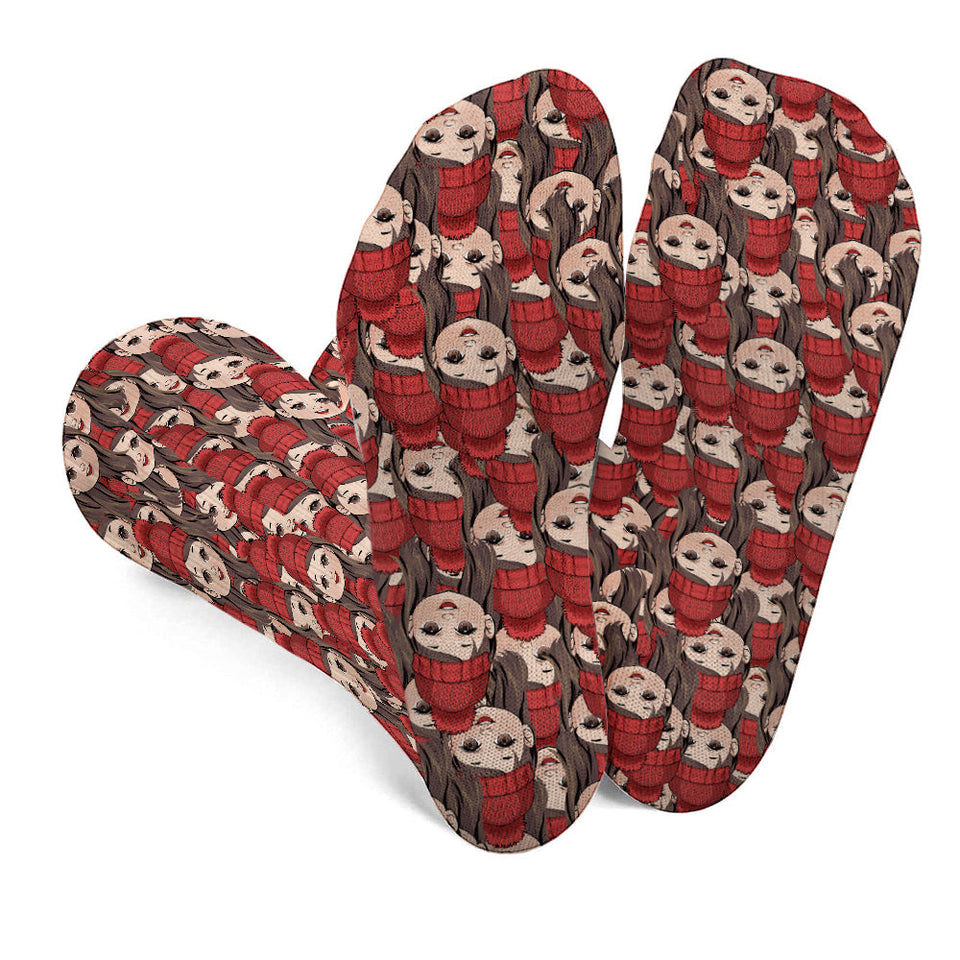 Funny Chibi Faces For Couple Besties Family Matching Socks - Personalized Family Socks